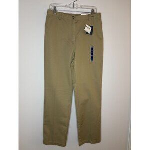 LANDS END NEW Fit 3 Khaki Misses 12 Tan Elastic Back Button Twill Pant Casual